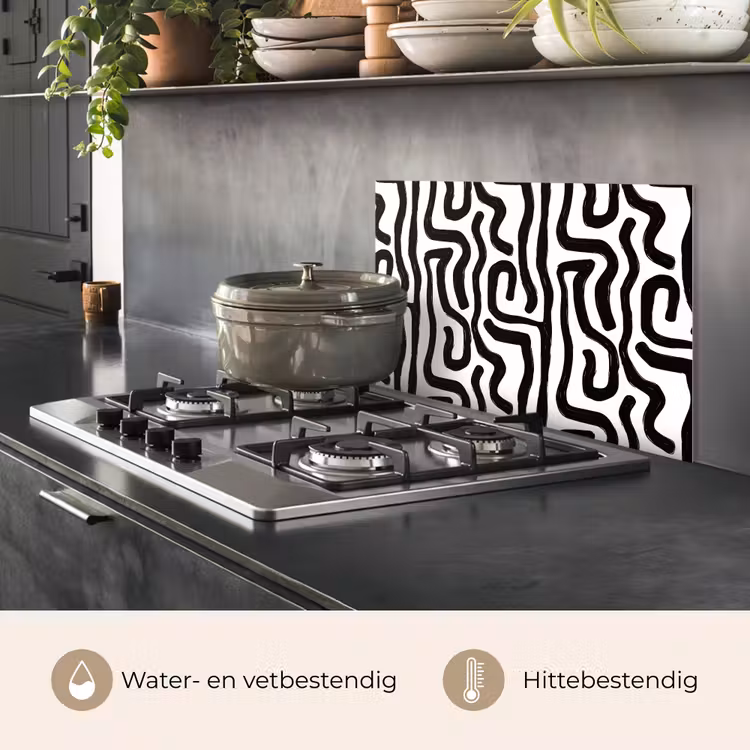 Modern - Lijnen - Zwart keuken achterwand spatscherm klein 900 -usp_NL