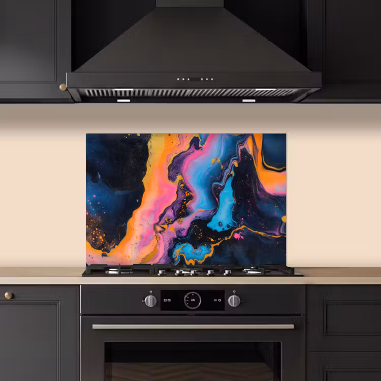 Modern - Marmer - Oranje keuken achterwand spatscherm klein -sfeer1