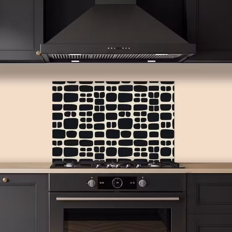 Modern - Organisch - Zwart keuken achterwand spatscherm klein 900 -sfeer1