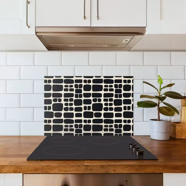 Modern - Organisch - Zwart keuken achterwand spatscherm klein 900 -sfeer2