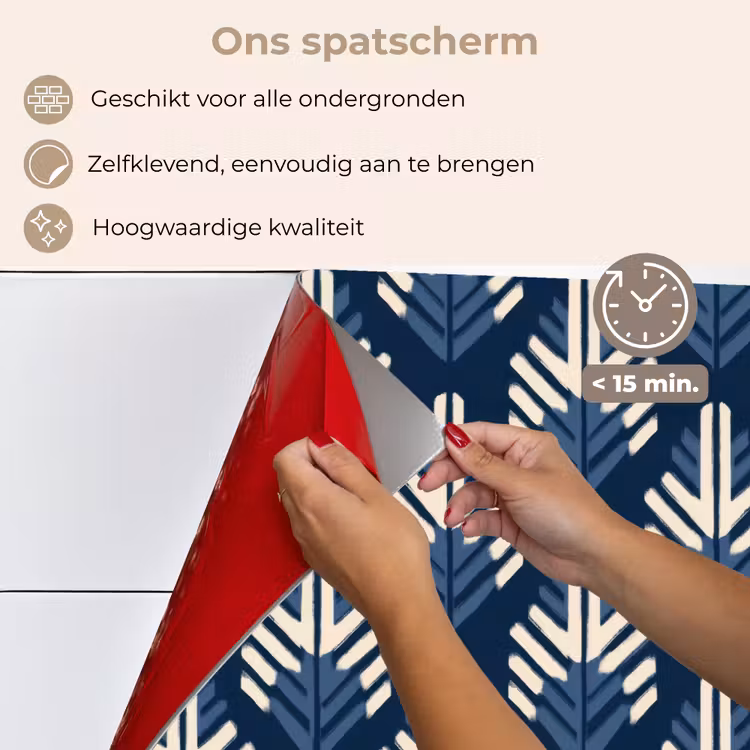 Modern - Patroon - Blauw keuken achterwand spatscherm klein 900 -spatscherm_NL