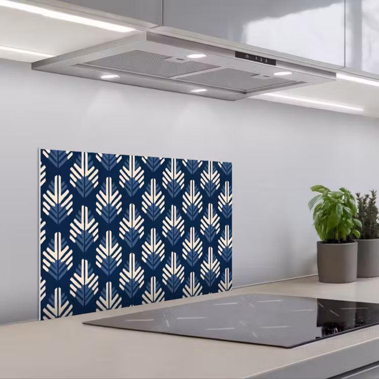 Modern - Patroon - Blauw keuken achterwand spatscherm klein 900 -3d_schuin
