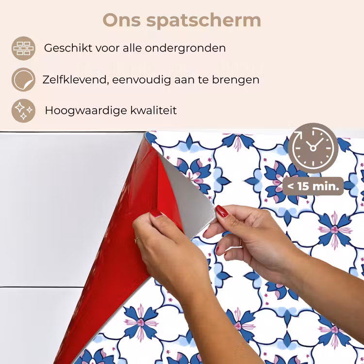 Modern - Patroon - Blauw - Roze keuken achterwand spatscherm klein 900 -spatscherm_NL