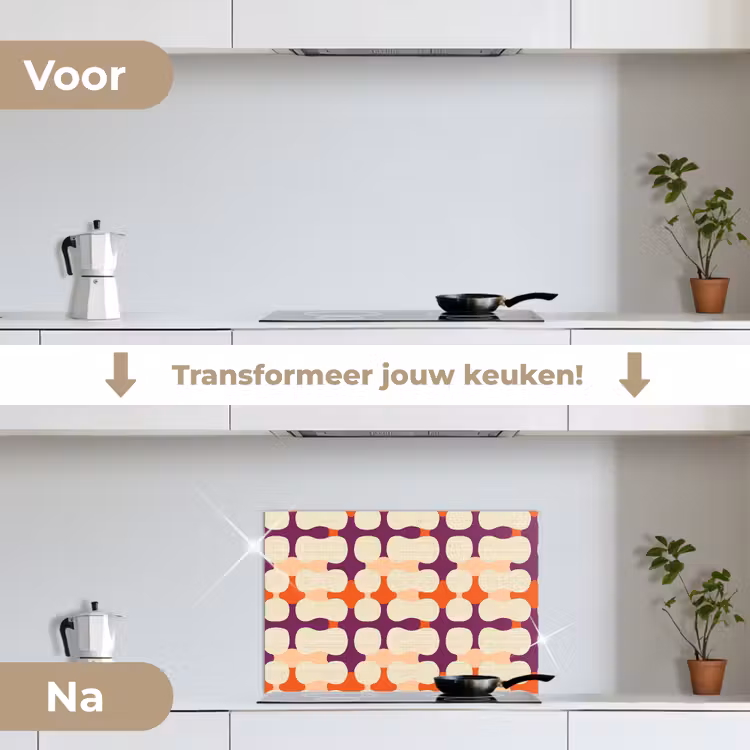 Modern - Patroon - Kleurrijk keuken achterwand spatscherm klein 900 -voor_na_NL