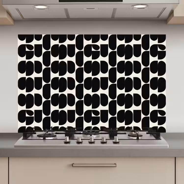 Modern - Patroon - Zwart keuken achterwand spatscherm klein 900 -3d_website