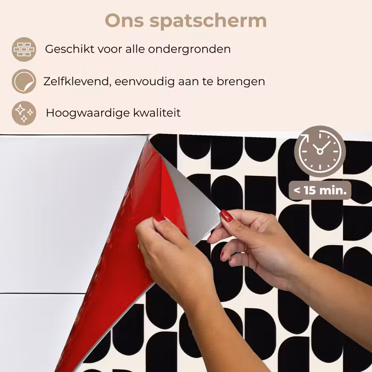 Modern - Patroon - Zwart keuken achterwand spatscherm klein 900 -spatscherm_NL