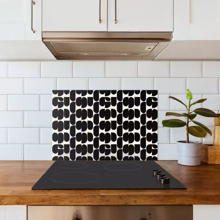 Modern - Patroon - Zwart keuken achterwand spatscherm klein 900 -sfeer2