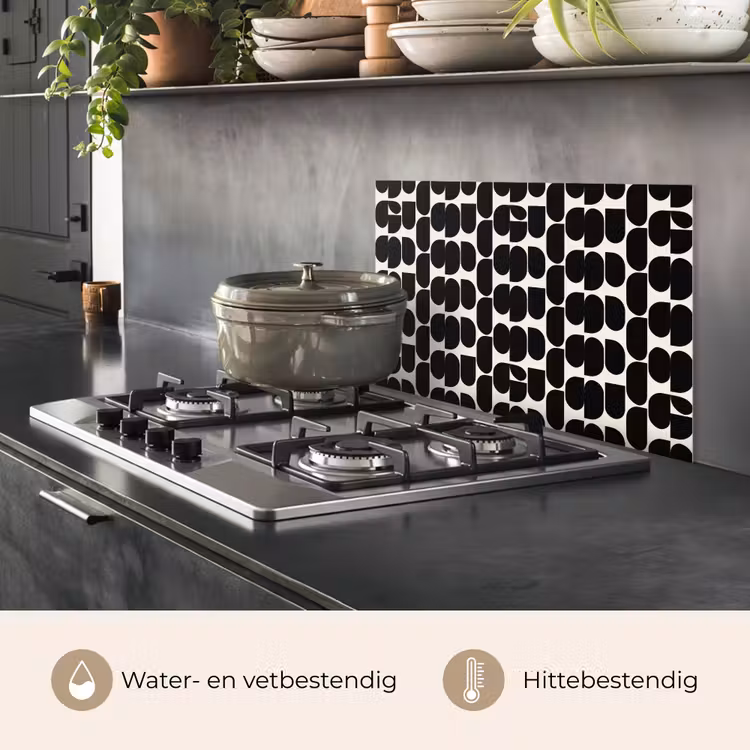 Modern - Patroon - Zwart keuken achterwand spatscherm klein 900 -usp_NL
