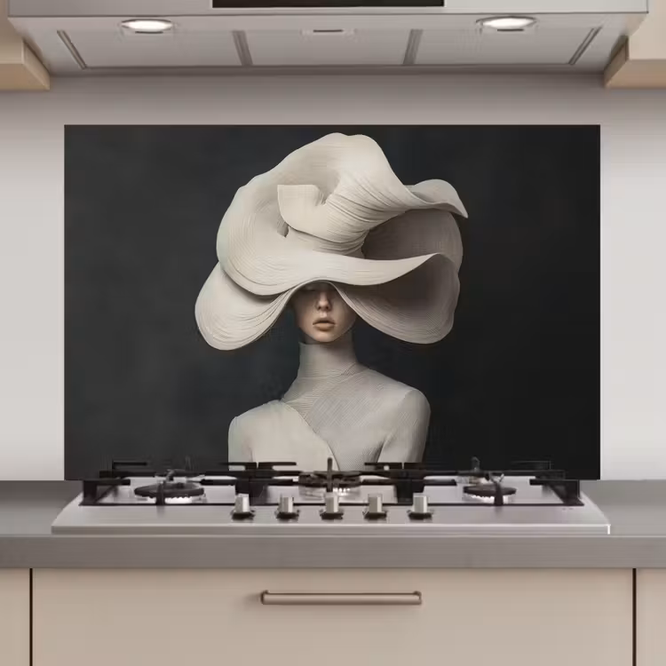 Modern - Vrouw - Hoed keuken achterwand spatscherm klein -3d_website