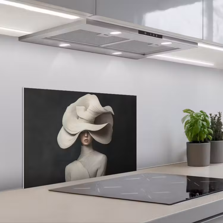 Modern - Vrouw - Hoed keuken achterwand spatscherm klein -3d_schuin