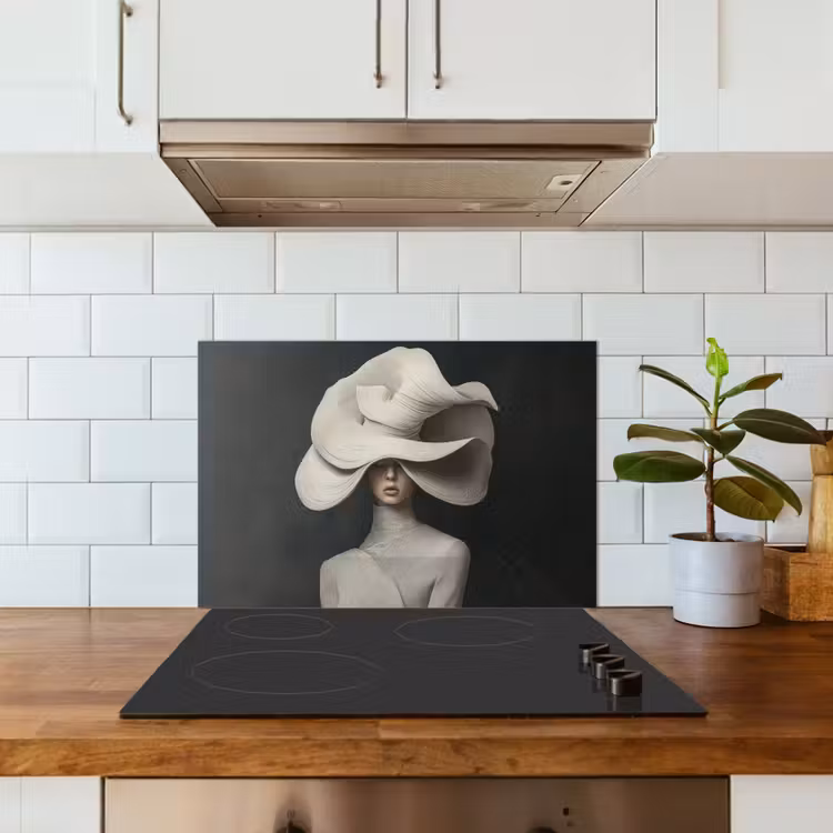 Modern - Vrouw - Hoed keuken achterwand spatscherm klein -sfeer2