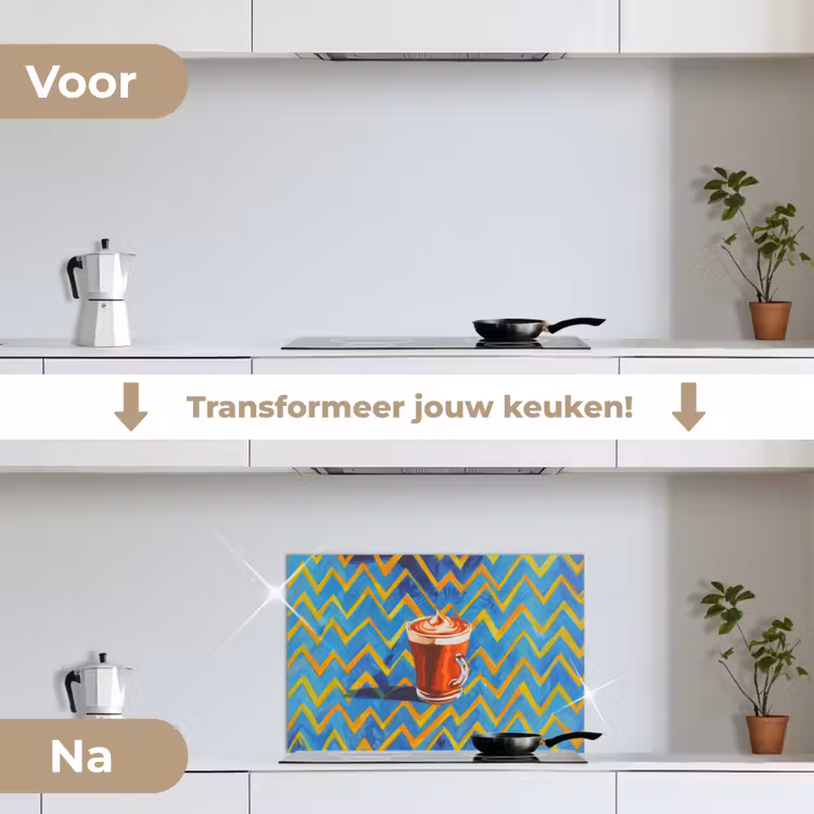 Mok - Koffie - Zigzag - Slagroom keuken achterwand spatscherm klein -voor_na_NL