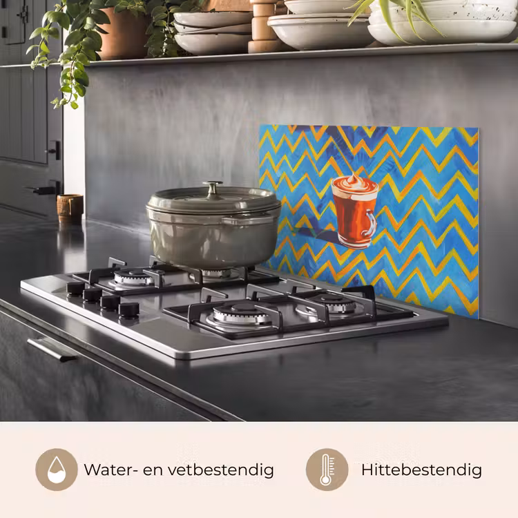Mok - Koffie - Zigzag - Slagroom keuken achterwand spatscherm klein -usp_NL