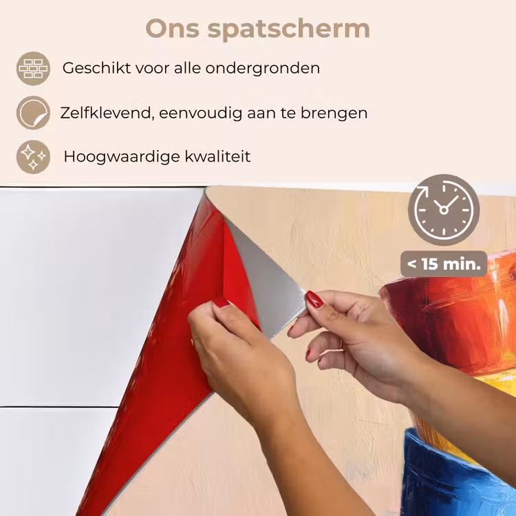 Mokken - Gestapeld - Keramiek - Kleurrijk keuken achterwand spatscherm klein -spatscherm_NL