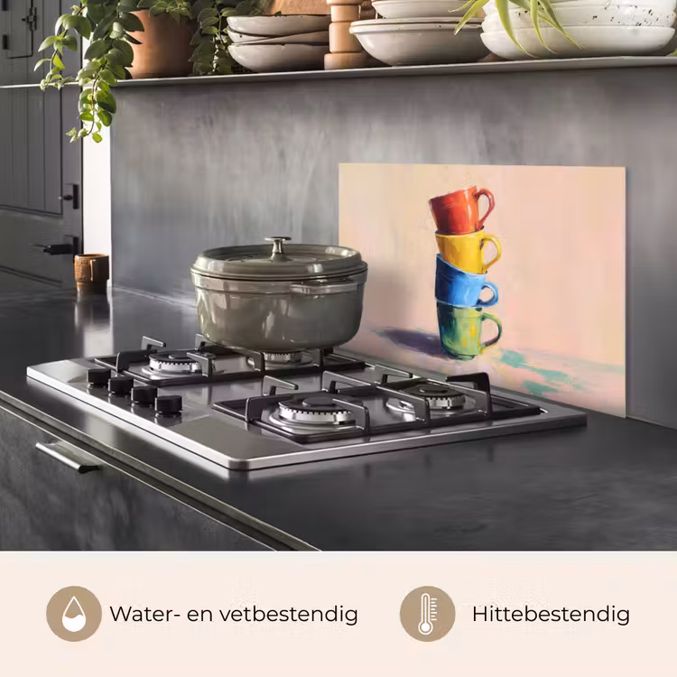 Mokken - Gestapeld - Keramiek - Kleurrijk keuken achterwand spatscherm klein -usp_NL