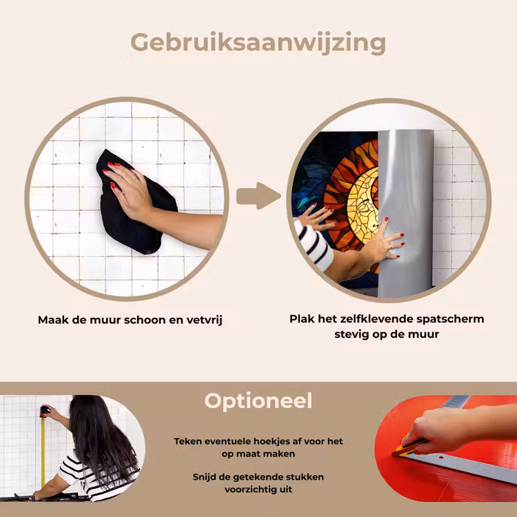 Mozaïek - Glas - Maan - Donkerblauw keuken achterwand spatscherm klein -gebruiksaanwijzing_NL