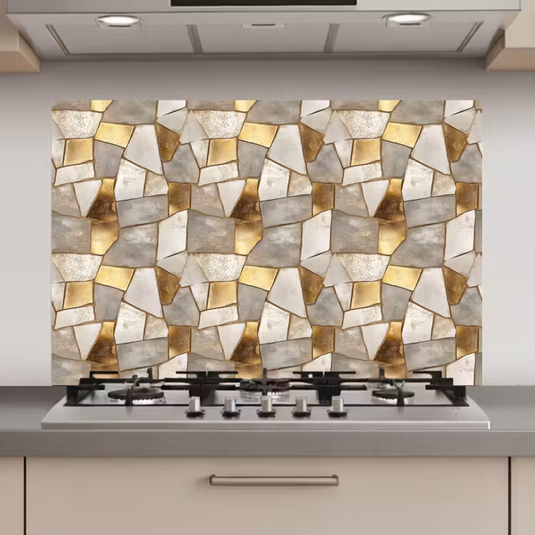 Mozaïek - Marmer - Goud keuken achterwand spatscherm klein 900 -3d_website