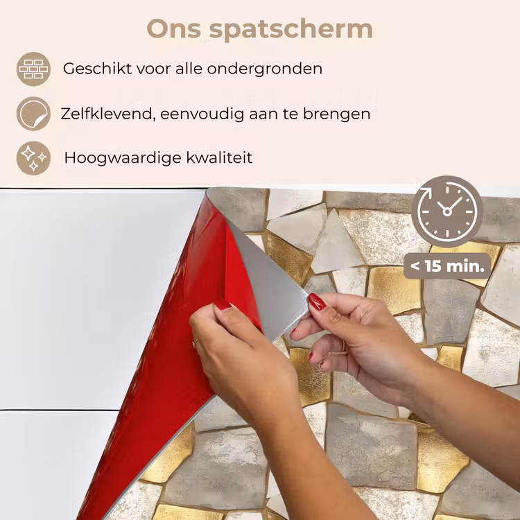 Mozaïek - Marmer - Goud keuken achterwand spatscherm klein 900 -spatscherm_NL