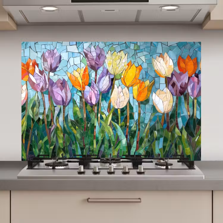 Mozaïek - Veld - Tulpen - Kleurrijk keuken achterwand spatscherm klein -3d_website