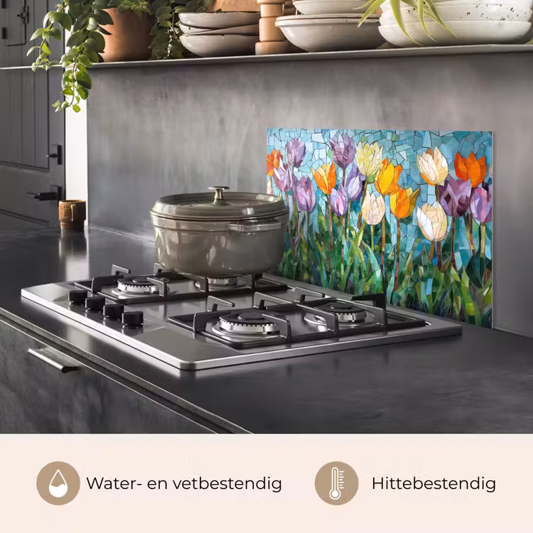 Mozaïek - Veld - Tulpen - Kleurrijk keuken achterwand spatscherm klein -usp_NL