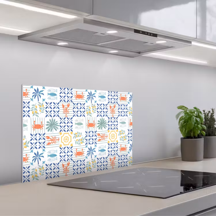 Zee - Sfeer - Mozaïek - Multi keuken achterwand spatscherm klein 900 -3d_schuin