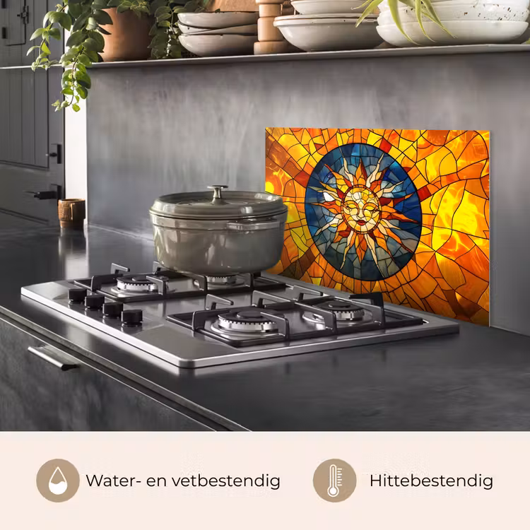 Mozaïek - Zon - Geel - Cirkel keuken achterwand spatscherm klein -usp_NL