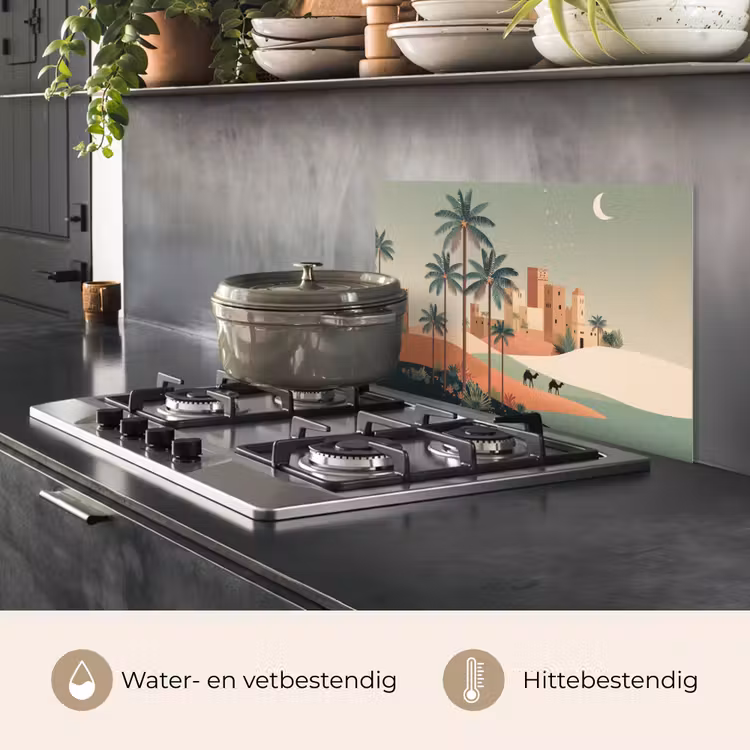 Nachtlandschap - Kamelen - Sterren - zandduinden keuken achterwand spatscherm klein -usp_NL