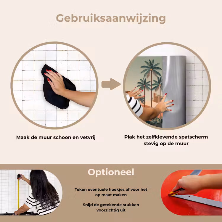 Nachtlandschap - Kamelen - Sterren - zandduinden keuken achterwand spatscherm klein -gebruiksaanwijzing_NL