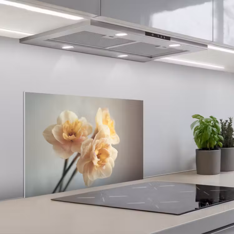 Narcissen - Geel - Bloemblaadjes keuken achterwand spatscherm klein -3d_schuin
