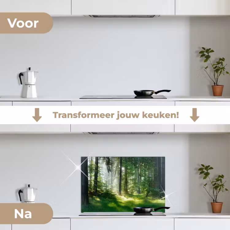 Natuur - Bomen - Bos - Groen - Zon - Gras - Planten keuken achterwand spatscherm klein -voor_na_NL