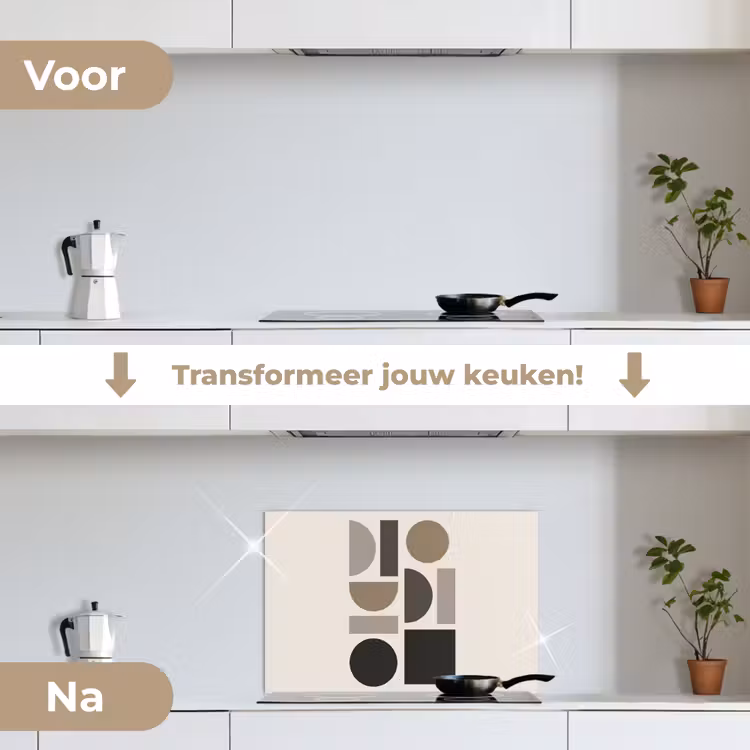 Natuurlijke tinten - Grafisch - Verticale compositie keuken achterwand spatscherm klein -voor_na_NL