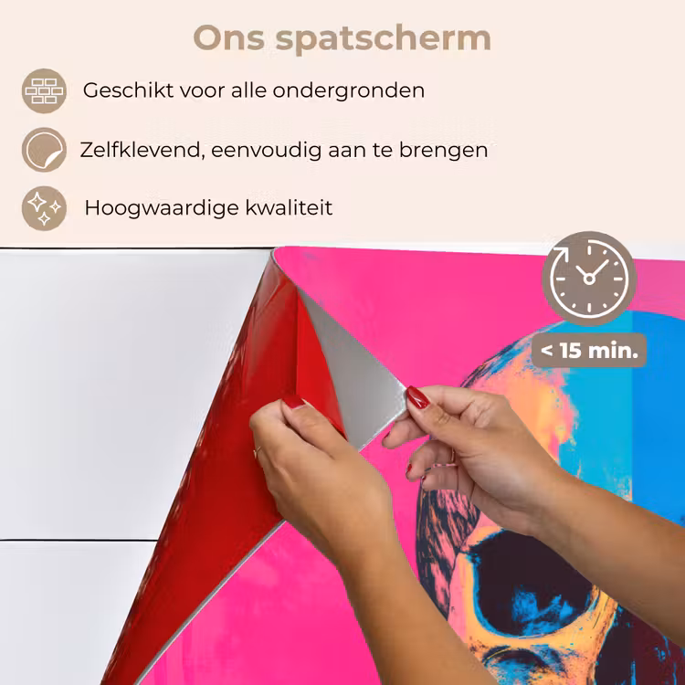 Neon - Blauw - Pop-art - Schedel keuken achterwand spatscherm klein -spatscherm_NL