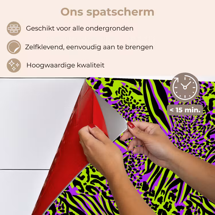 Neon - Paars - Dieren - Patroon keuken achterwand spatscherm klein 900 -spatscherm_NL