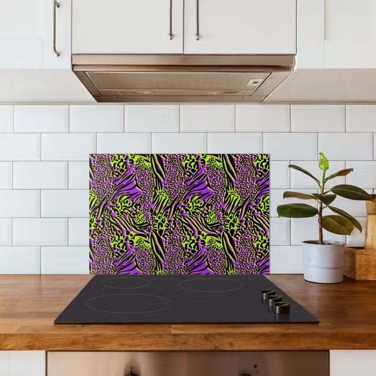 Neon - Paars - Dieren - Patroon keuken achterwand spatscherm klein 900 -sfeer2