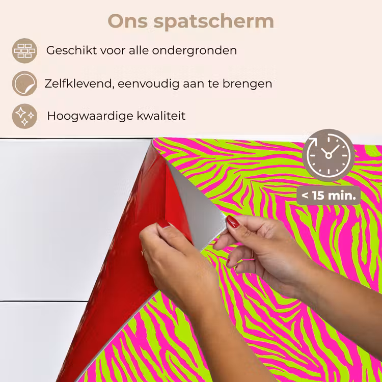 Neon - Zebra - Roze - Groen keuken achterwand spatscherm klein 900 -spatscherm_NL