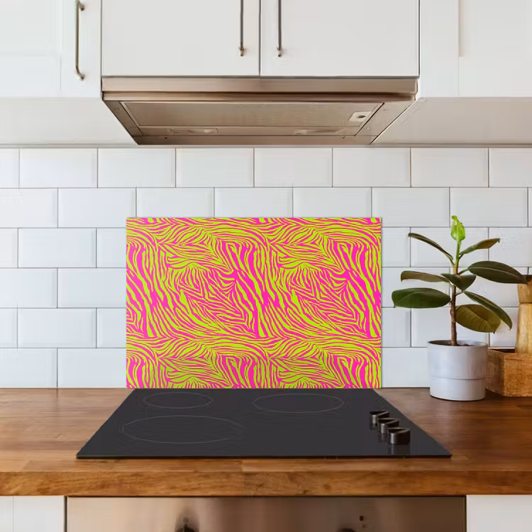 Neon - Zebra - Roze - Groen keuken achterwand spatscherm klein 900 -sfeer2