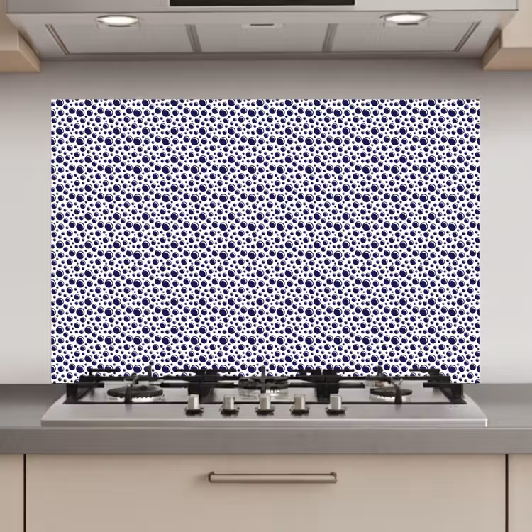 Oceaan - Bubbel - Blauw - Wit keuken achterwand spatscherm klein 900 -3d_website