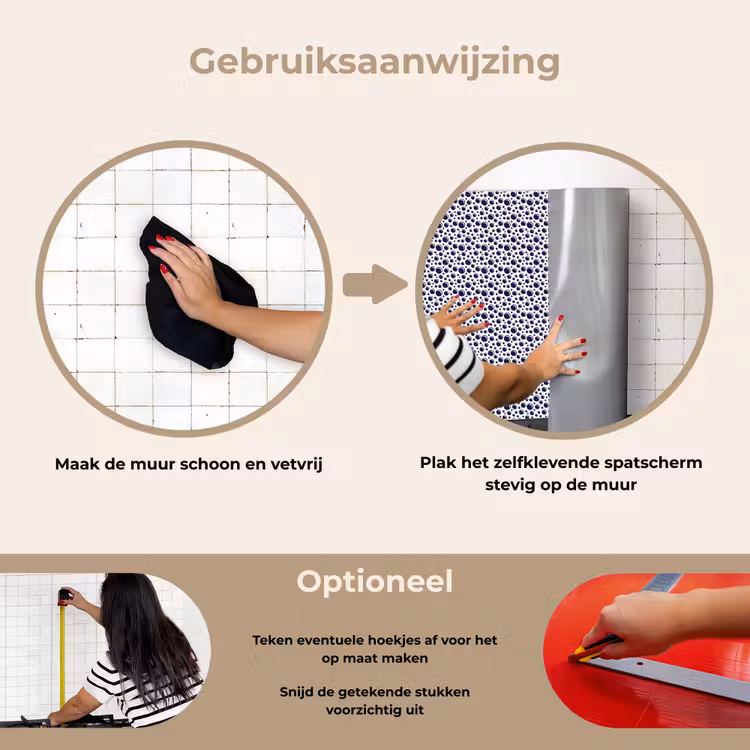Oceaan - Bubbel - Blauw - Wit keuken achterwand spatscherm klein 900 -gebruiksaanwijzing_NL