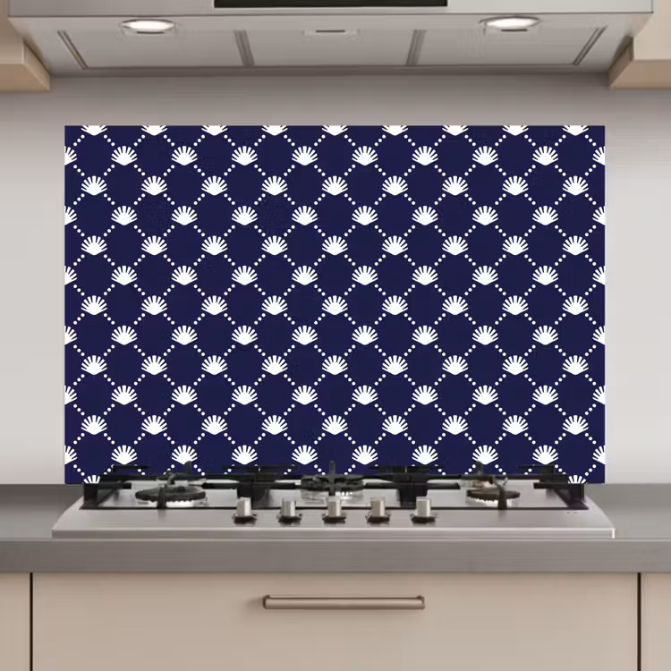 Oceaan - Schelp - Blauw - Wit keuken achterwand spatscherm klein 900 -3d_website