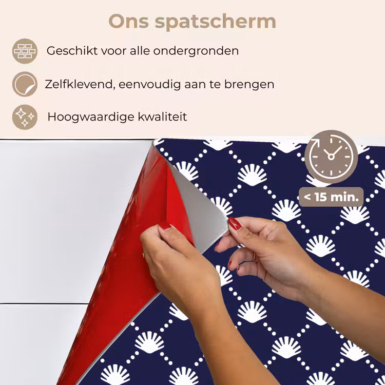 Oceaan - Schelp - Blauw - Wit keuken achterwand spatscherm klein 900 -spatscherm_NL