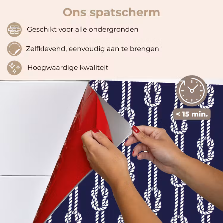 Oceaan - Touw - Blauw - Wit keuken achterwand spatscherm klein 900 -spatscherm_NL