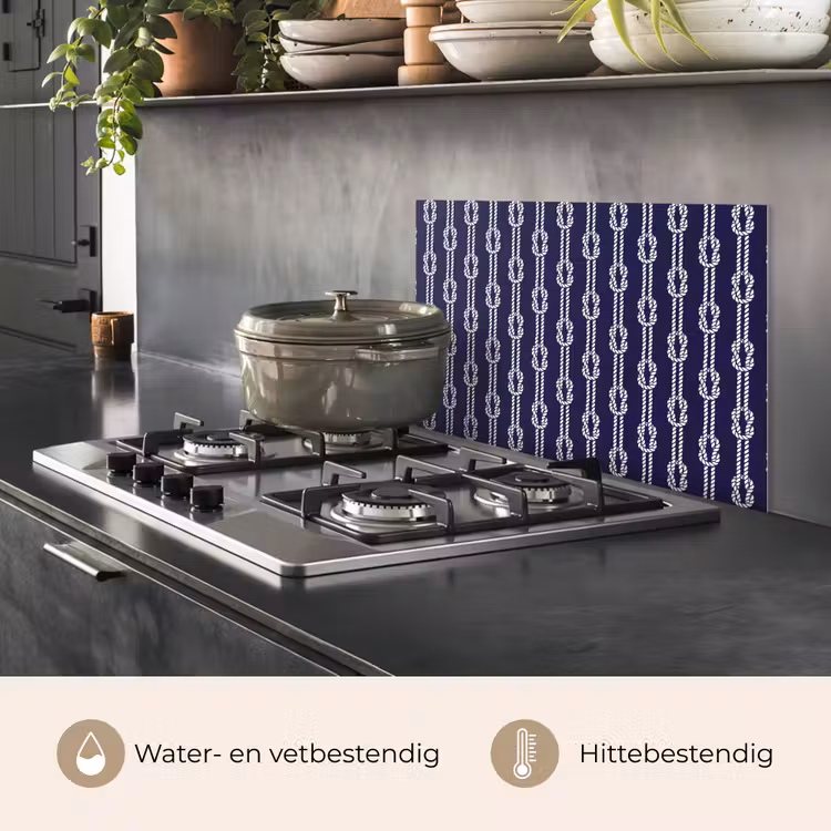 Oceaan - Touw - Blauw - Wit keuken achterwand spatscherm klein 900 -usp_NL
