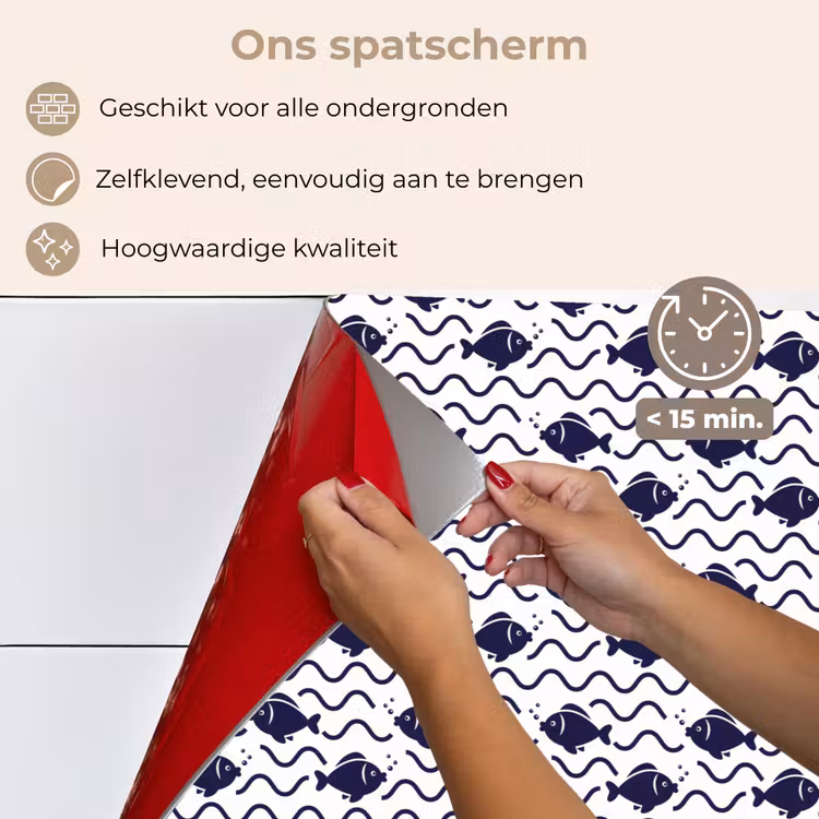 Oceaan - Visachtig - Blauw - Wit keuken achterwand spatscherm klein 900 -spatscherm_NL