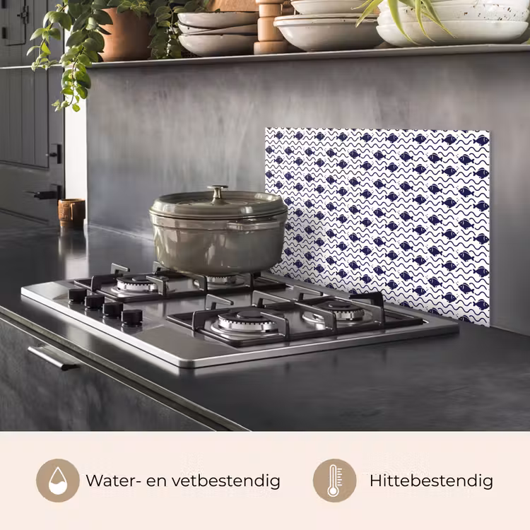 Oceaan - Visachtig - Blauw - Wit keuken achterwand spatscherm klein 900 -usp_NL
