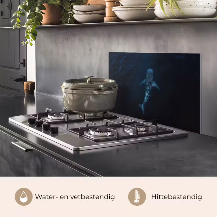Oceaan - Walvishaai - Donkerblauw - Vlekken keuken achterwand spatscherm klein -usp_NL
