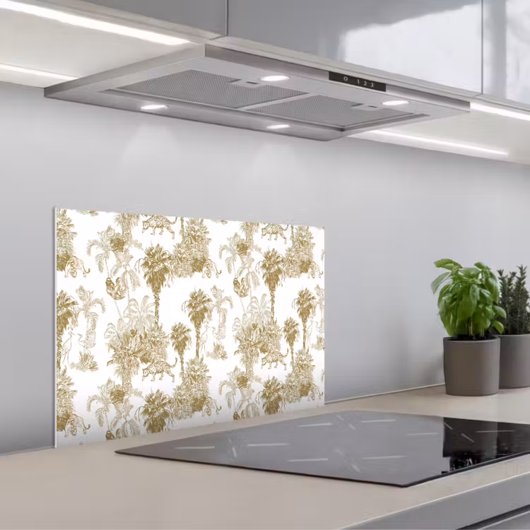 Oerwoud - Abstract - Beige keuken achterwand spatscherm klein 900 -3d_schuin