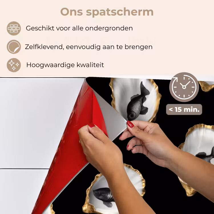 Oesters - Zwart - Vissen - Goud keuken achterwand spatscherm klein -spatscherm_NL