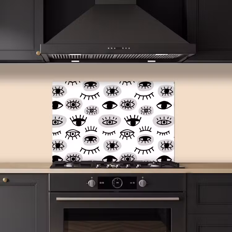 Ogen - Gestileerd - Expressief keuken achterwand spatscherm klein 900 -sfeer1