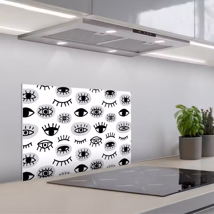 Ogen - Gestileerd - Expressief keuken achterwand spatscherm klein 900 -3d_schuin