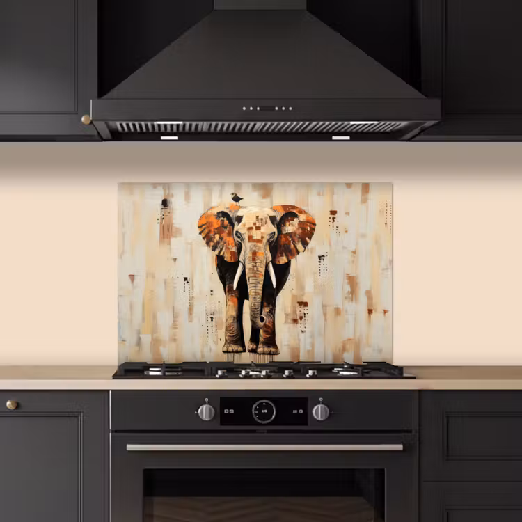 Olifant - Slurf - Mozaïek - Abstract keuken achterwand spatscherm klein -sfeer1